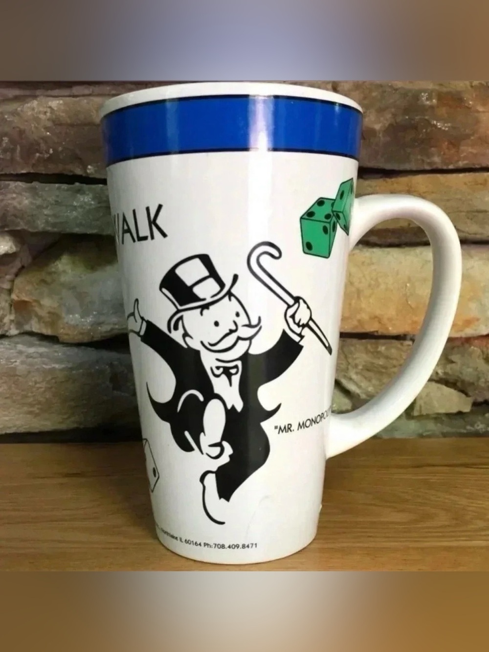 Vintage Monopoly Tall Beer Coffee Tea Soda Mug Cup Hasbro Board Game 1999